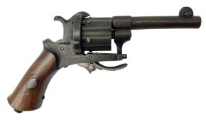 19th century Belgian Flobert 7mm pin-fire revolver with six-shot cylinder