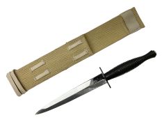 Gulf War period commando knife with 17cm double-edged steel blade etched with the crest and motto 'B