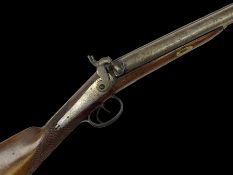 19th century 13-bore double barrel side-by-side percussion cap shotgun