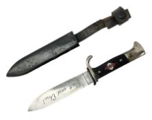 German Hitler Youth dagger the 14cm steel blade by Eickhorn Solingen inscribed Blut und Ehre and mar