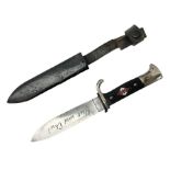 German Hitler Youth dagger the 14cm steel blade by Eickhorn Solingen inscribed Blut und Ehre and mar