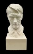 Large post-war plain white plaster head and shoulder bust of Adolf Hitler