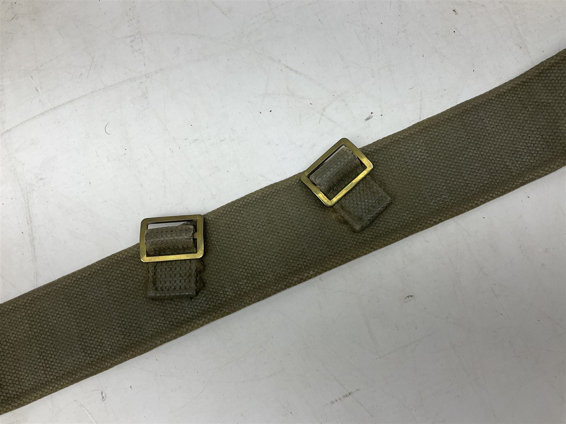British Army Officers Sam Browne leather belt with shoulder strap; and webbing belt with Potter Lond - Image 6 of 12