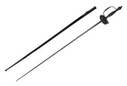 Cut steel hilted court sword with 82.5cm slim tapering triangular steel blade