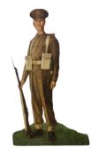 Military Outfitters hand painted life size wooden cut out figure of a WW1 soldier standing at ease h