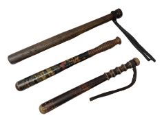 Victorian painted turned wood police truncheon by Field