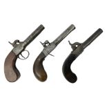 Three 19th century percussion pocket pistols for display