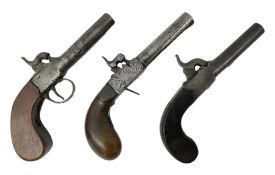 Three 19th century percussion pocket pistols for display