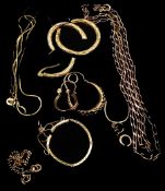 9ct gold jewellery oddments and a 14ct gold safety chain