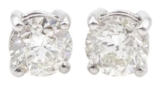 Pair of 18ct white gold round brilliant cut diamond stud earrings