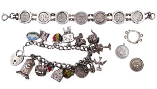 Silver charm bracelet including teapot