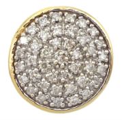 14ct gold pave set diamond circular pendant