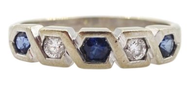 18ct white gold five stone sapphire and diamond ring