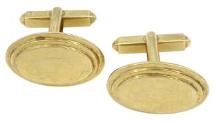 Pair of 9ct gold step design oval cufflinks