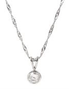 18ct white gold round brilliant cut diamond pendant