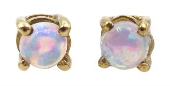 Pair of 9ct gold round opal stud earrings