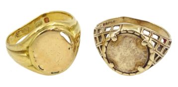 18ct gold signet ring and one other 9ct gold signet ring