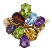 9ct gold multi stone set cluster ring