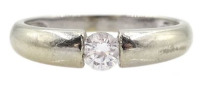 14ct white gold tension set single stone round brilliant cut diamond ring