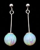Pair of silver opal pendant earrings