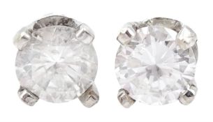 Pair of 18ct white gold round brilliant cut diamond stud earrings