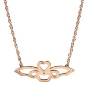 Scottish 9ct rose gold stylized bat pendant necklace