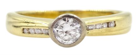 18ct gold single stone bezel set round brilliant cut diamond ring