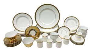 Royal Doulton Royal Gold pattern coffee and dinner wares comprising six coffee cans and saucers