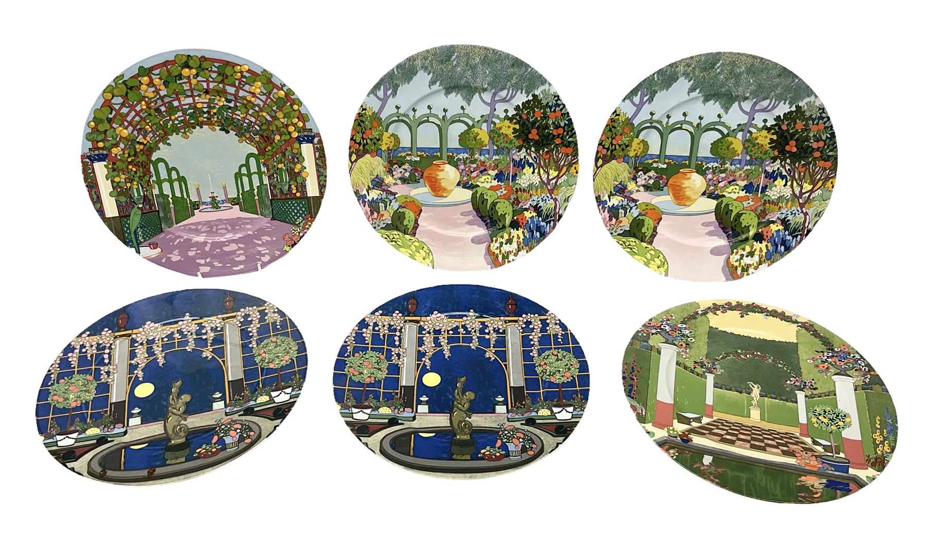 Set of six Villeroy & Boch chargers from the Jardins Francais series