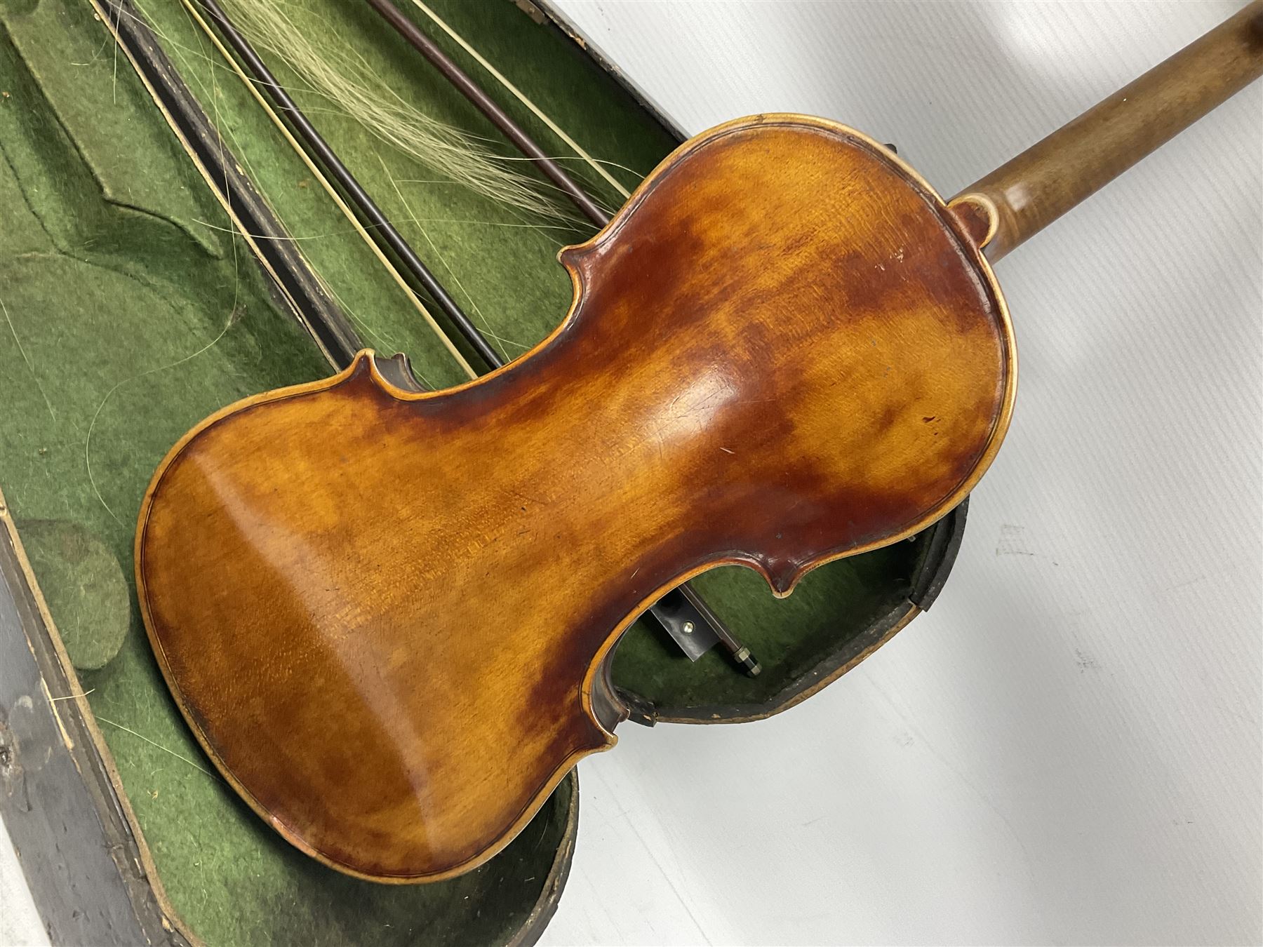 German violin c1890 for restoration and completion with 36cm two-piece maple back and ribs and spruc - Image 15 of 15