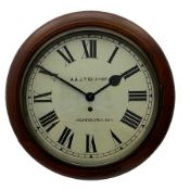 1950's wall clock by "A & J. Thompson of Scarborough� with a going barrel spring driven movement