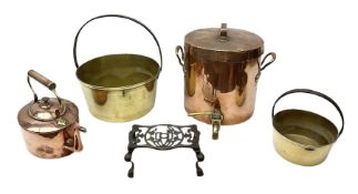 19th century twin handled copper tea urn