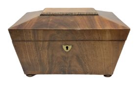 Mid 19th century mahogany tea caddy of sarcophagus form