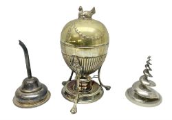 Silver plated egg coddler with a hen finial