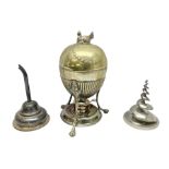 Silver plated egg coddler with a hen finial