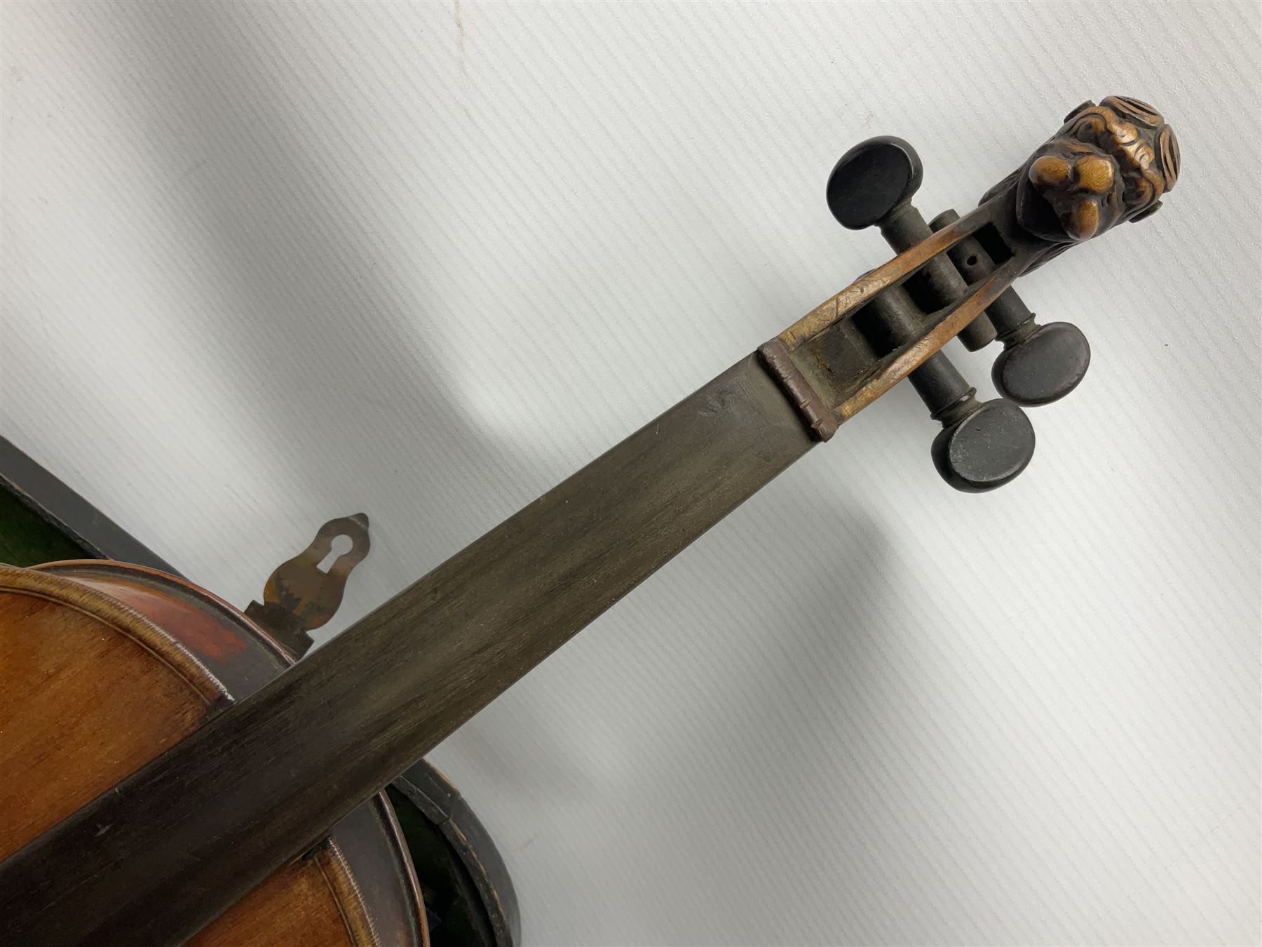 German violin c1890 for restoration and completion with 36cm two-piece maple back and ribs and spruc - Image 5 of 15