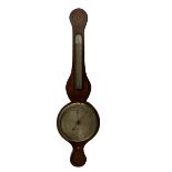 William IV mercury wheel barometer in a mahogany case with stringing to the edge and inlaid conche a