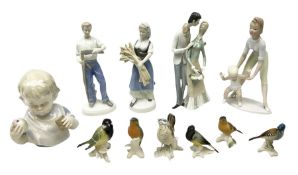 Six Karl Ens figures of birds