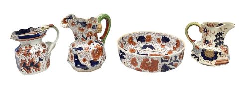 19th century ironstone wash jug and bowl set decorated in the Imari palette