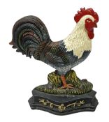 Painted cast iron doorstop modelled as a cockerel