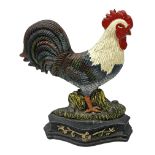 Painted cast iron doorstop modelled as a cockerel