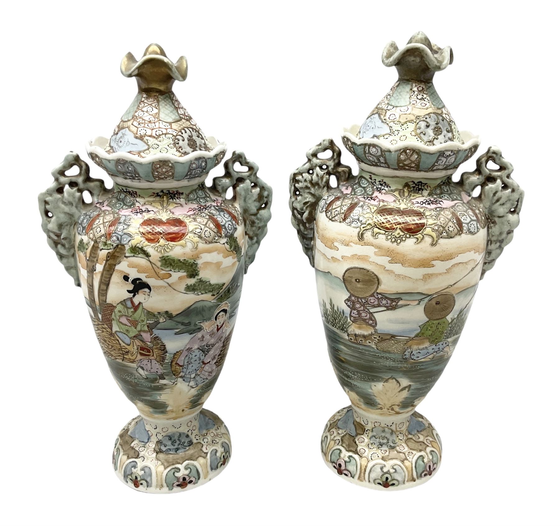 Pair of Royal Nippon Nishki lidded vases