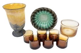 Set of six Wedgwood amber glasses