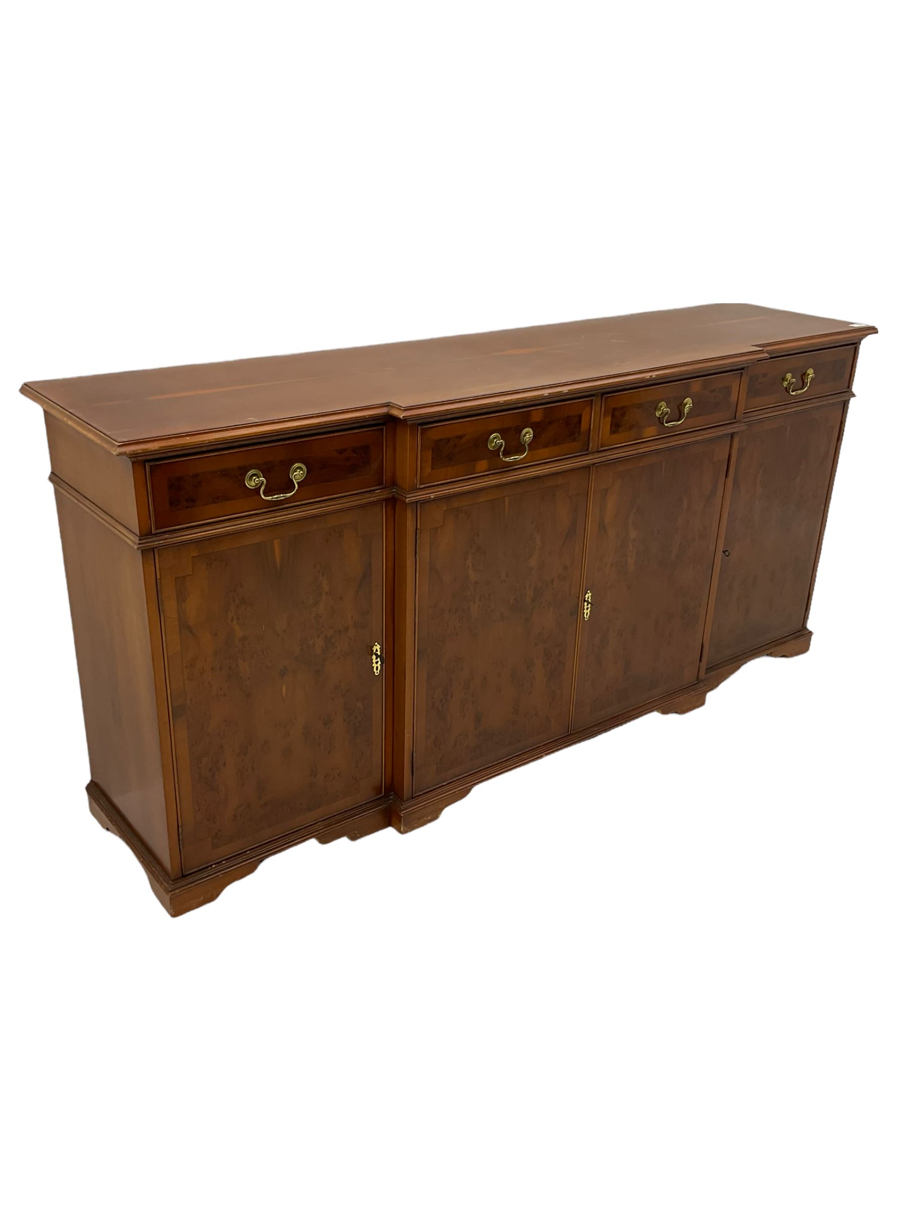 Reproduction yew wood breakfront side cabinet - Image 4 of 5