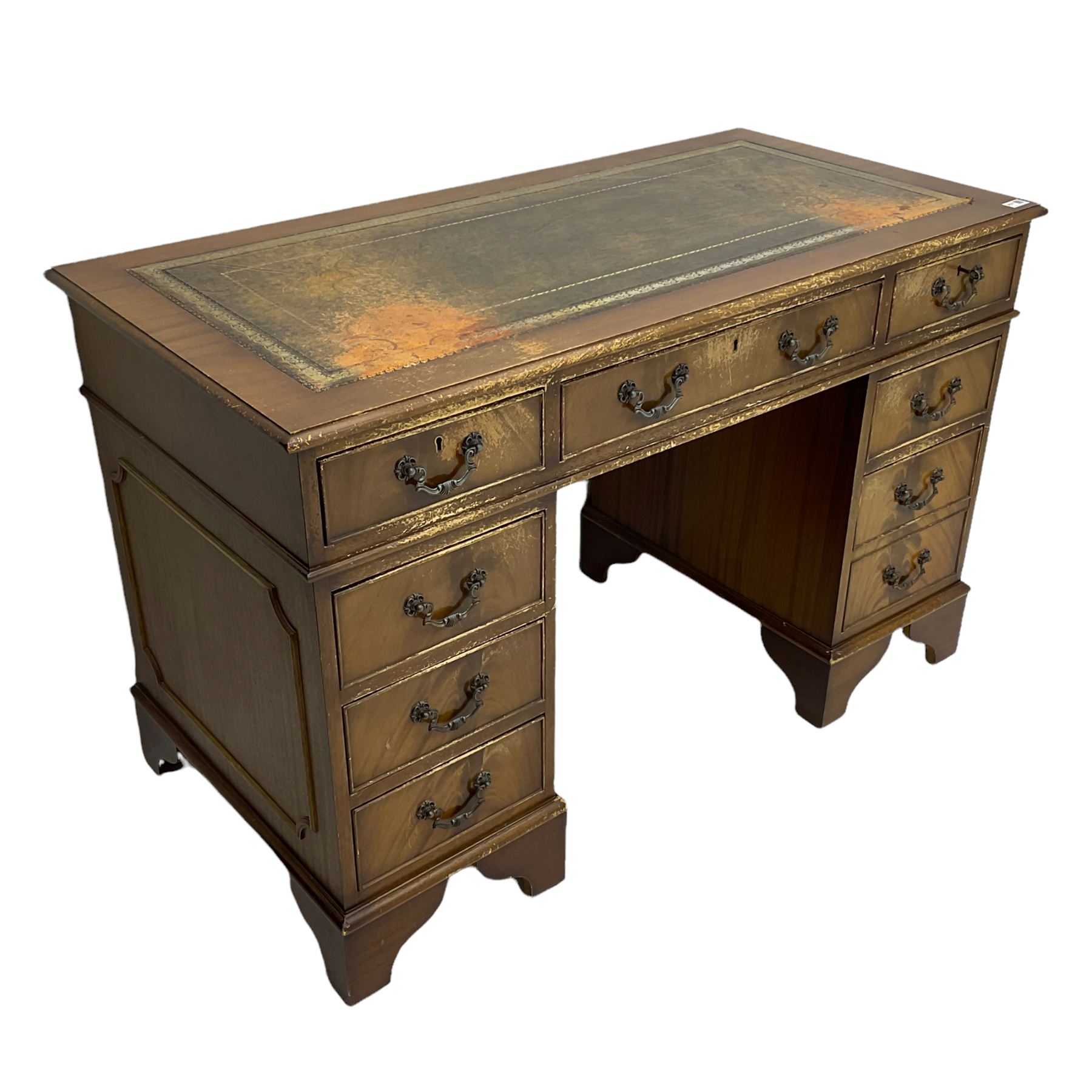 Reproduction mahogany twin pedestal desk - Image 2 of 3