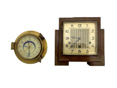 Westminster chiming mantle clock and brass cased ships clock with tidal indications