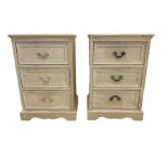 Pair of painted three drawer chest