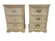Pair of painted three drawer chest