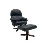 Swivel reclining armchair with stool