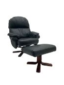 Swivel reclining armchair with stool